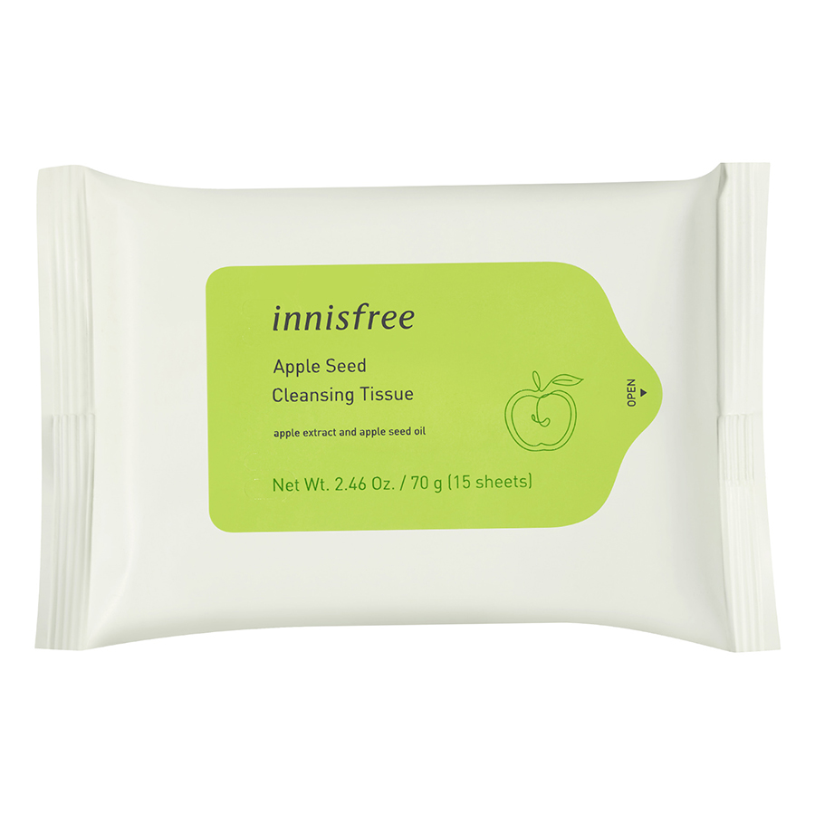 Khăn ướt tẩy trang Innisfree Apple Seed Cleansing Tissue 131171061 (15 tờ/Hộp)