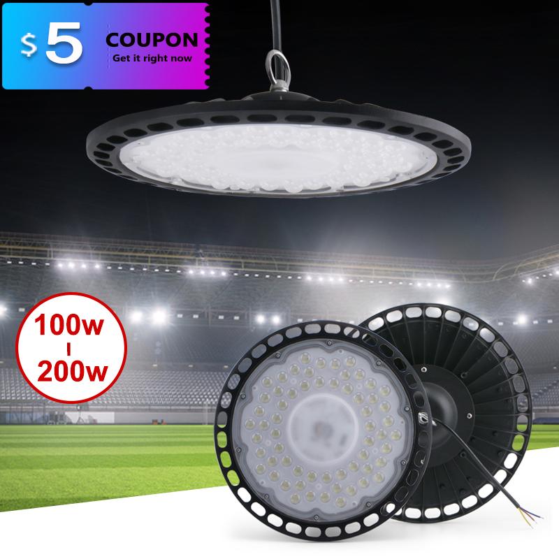 200W 150W 100W UFO LED High Bay Light Super Bright AC220V Waterproof Warehouse Garage Light Commercial Industrial Garage Light
