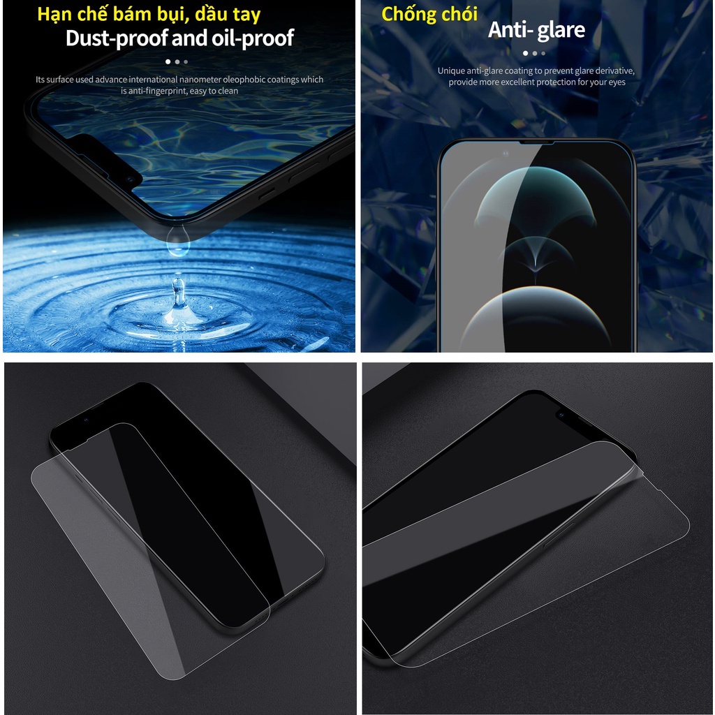 Cường lực full màn hình 0.2mm không viền cho iP 13/ 13 Pro / 14 Nillkin Amazing H+Pro _ Hàng chính hãng