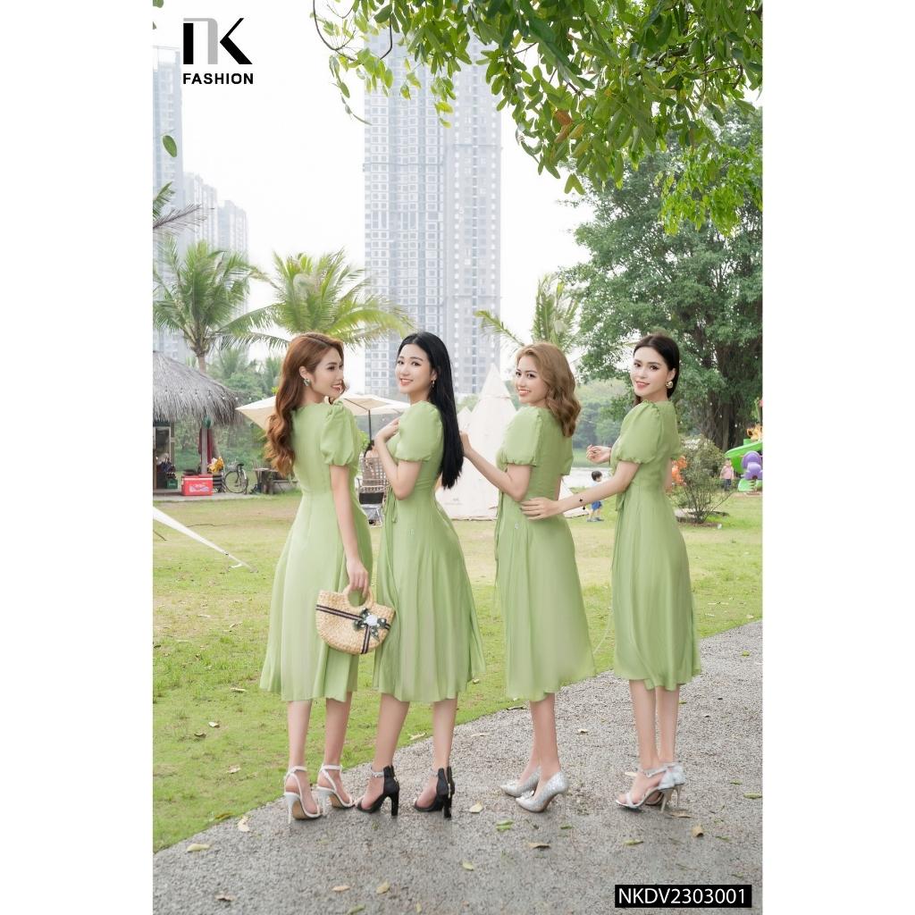 Đầm Chữ A NK Fashion Thiết Kế Rút Eo Kiểu Dáng Thanh Lịch Điệu Đà Chất Vải Nhập Hàn Cao Cấp NKDV2303001