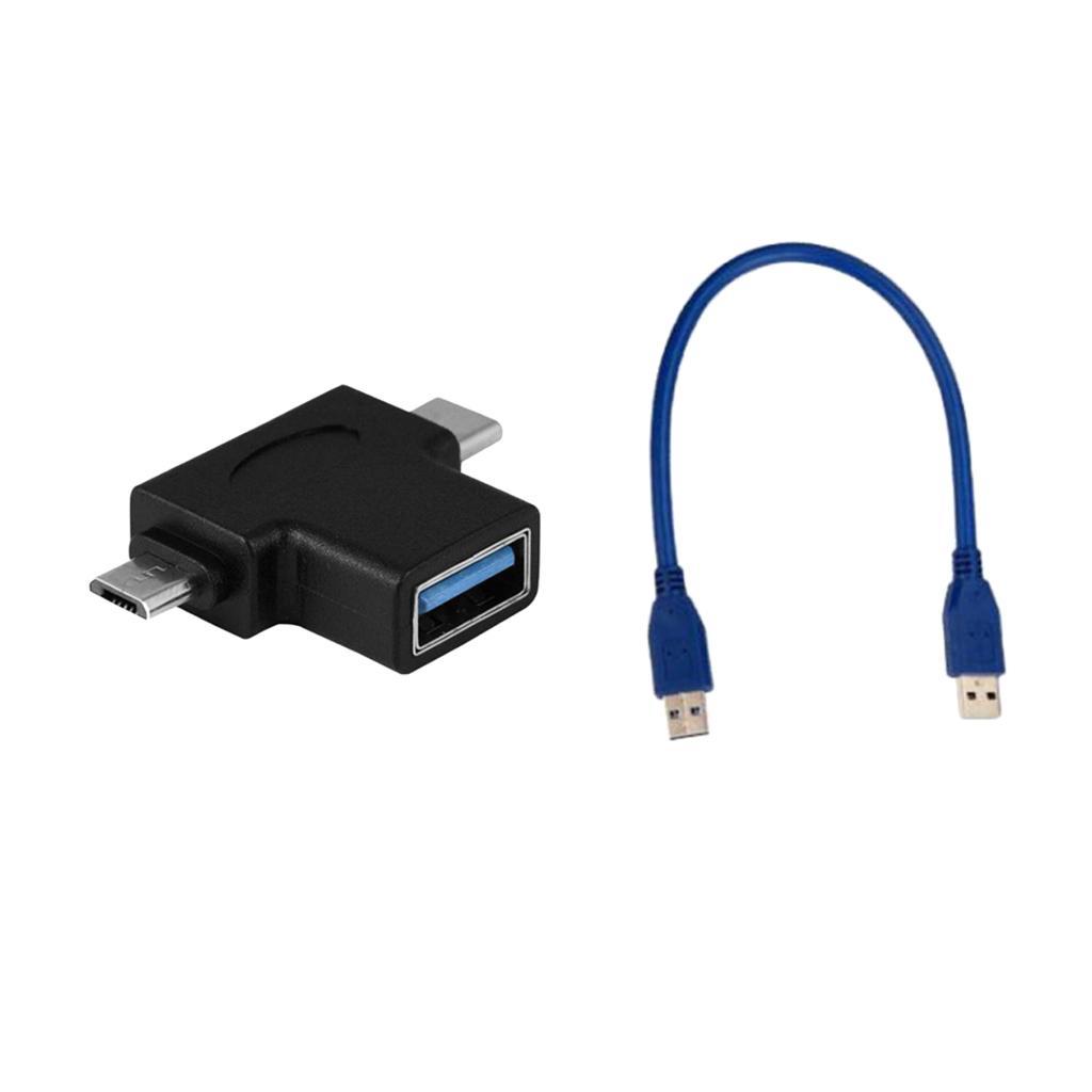 Multi-Port USB-C Micro USB To USB Converter with USB Male Extension Cable
