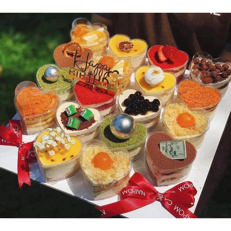 50 Ly Tim Có Nắp Đựng Bánh Lạnh Tiramisu - Mousse- Panna Cotta 7745
