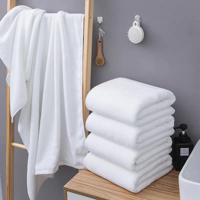 Khăn Tắm Cotton cao cấp 70x140cm nặng 380g màu trắng khăn dùng khách sạn, nhà nghỉ,