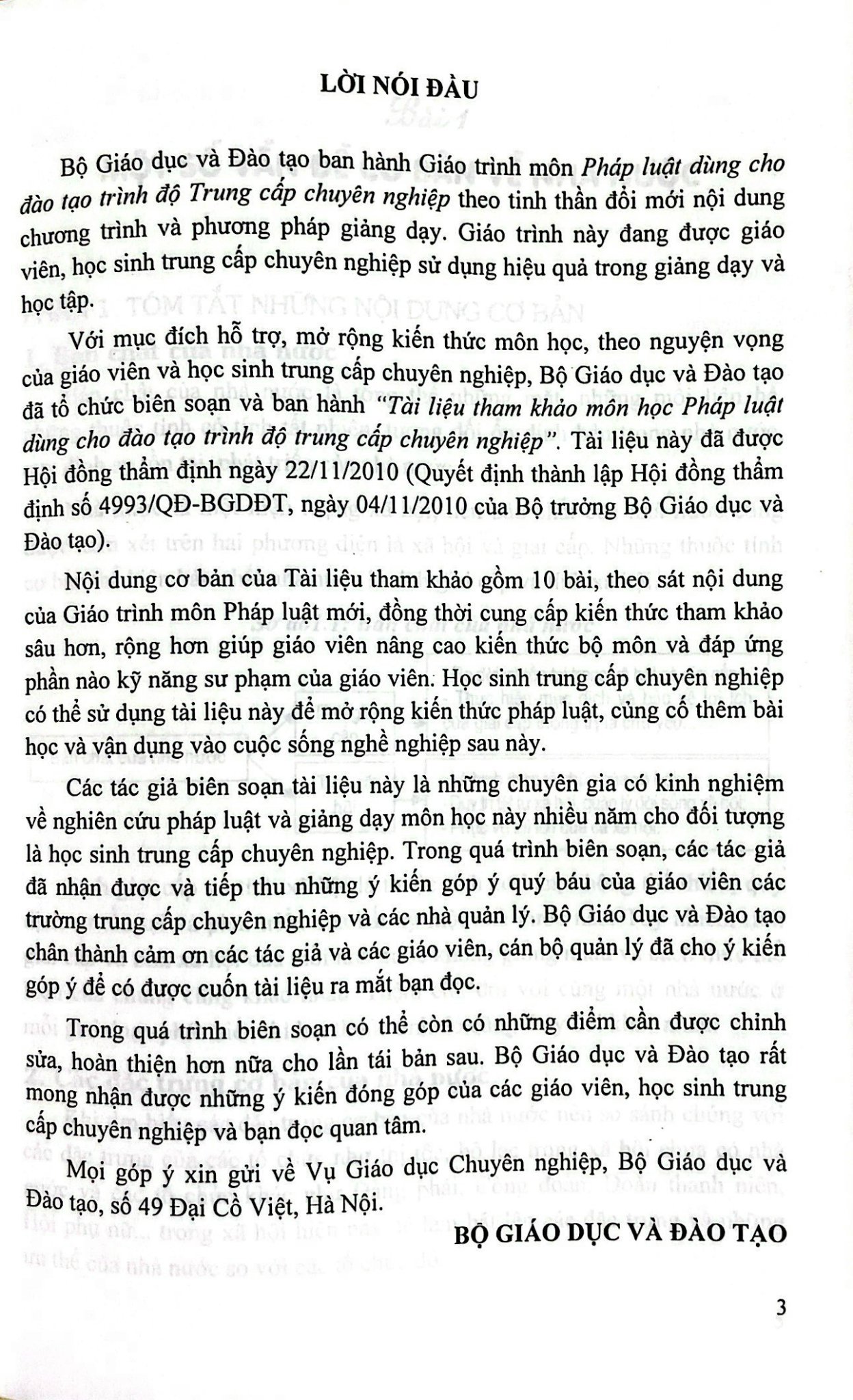 Tài liệu thảm khảo môn pháp luật dùng cho đào tạo trình độ trung cấp chuyên nghiệp