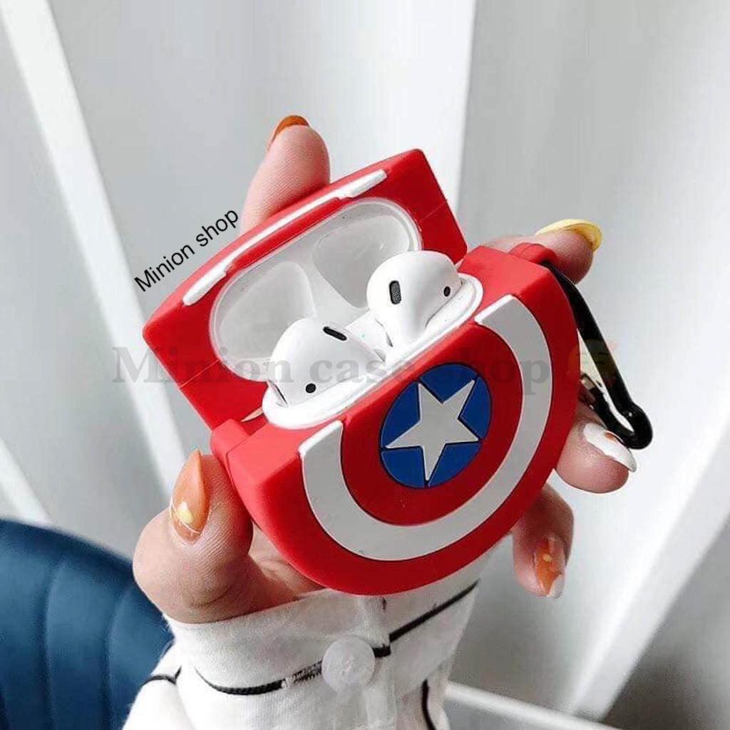 Bao Case Ốp dành cho airpod 1 và 2,airpod pro, tai nghe bluetooth i11,i12, i100, i9s... silicon 3D captain american