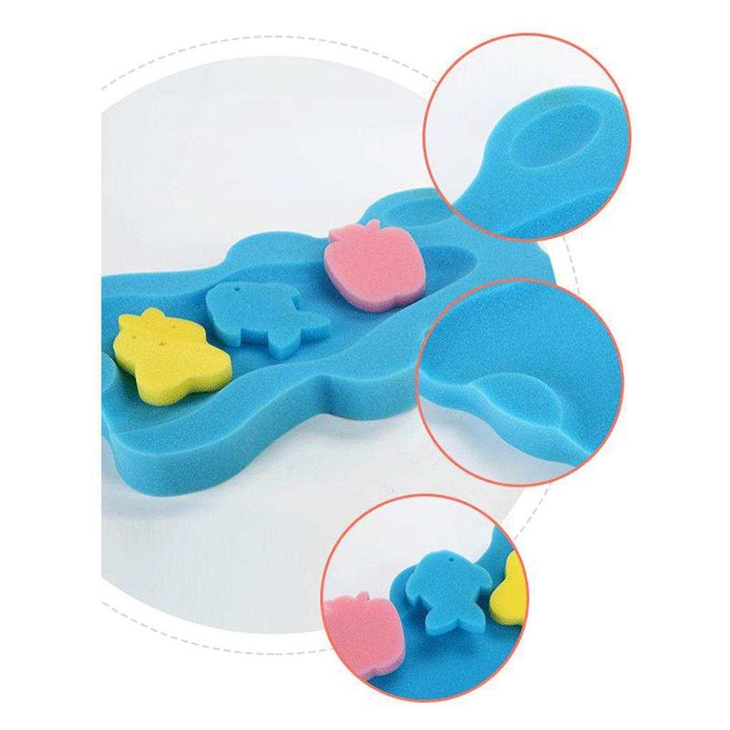 3pcs Cute Bath Sponge Infant Bath Cushion Comfy And Skid Proof Bathing Mat