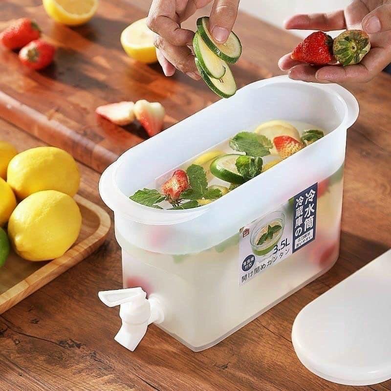 Bình Đựng Nước, Nước Hoa Quả 3,5L Có Vòi Thiết Kế Thông Minh, Để Tủ Lạnh, Nhựa Pp An Toàn, Dễ Dàng Tháo Lắp Lau Rửa - Hàng Chất Lượng