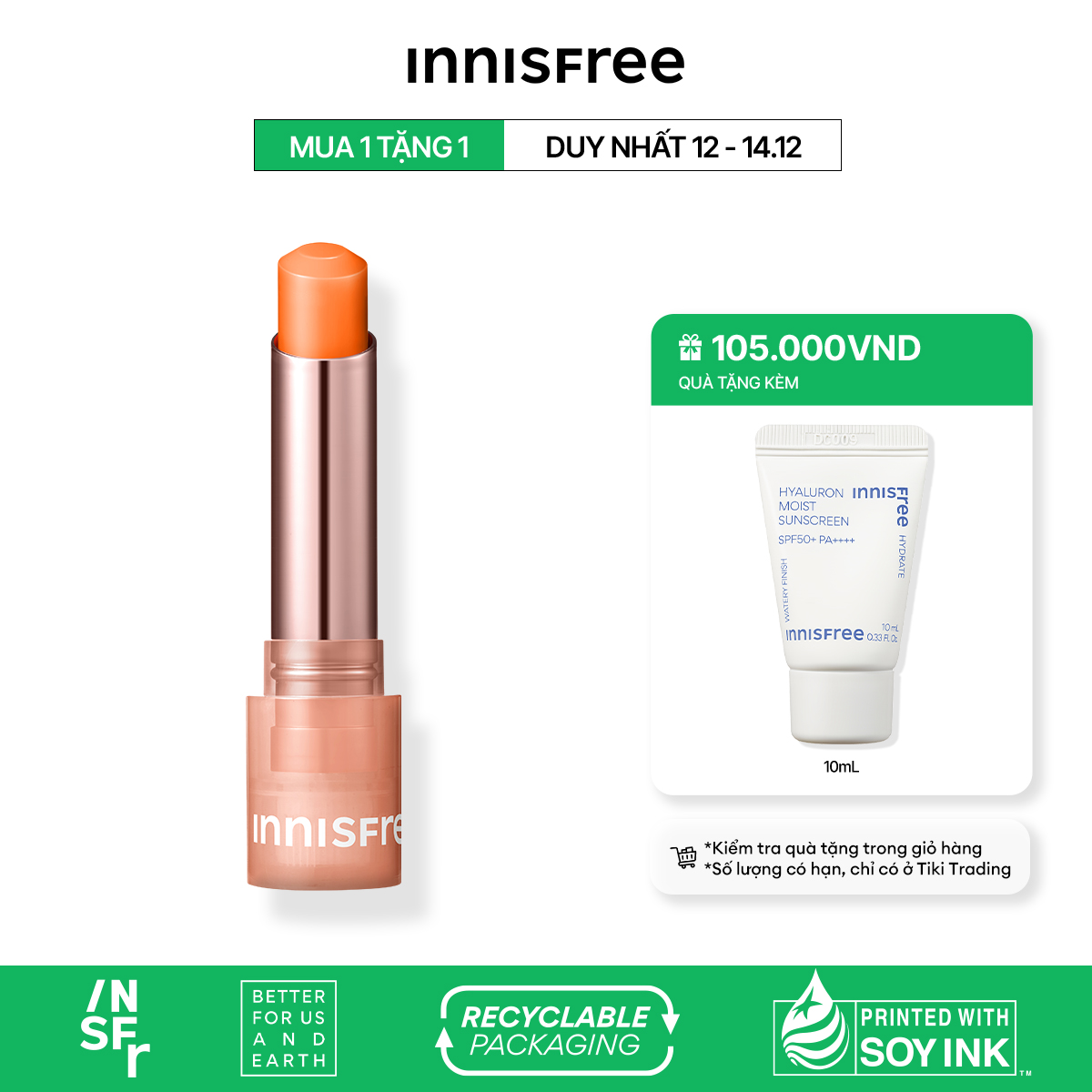 Son dưỡng môi có màu INNISFREE Dewy Tint Lip Balm 3.2g