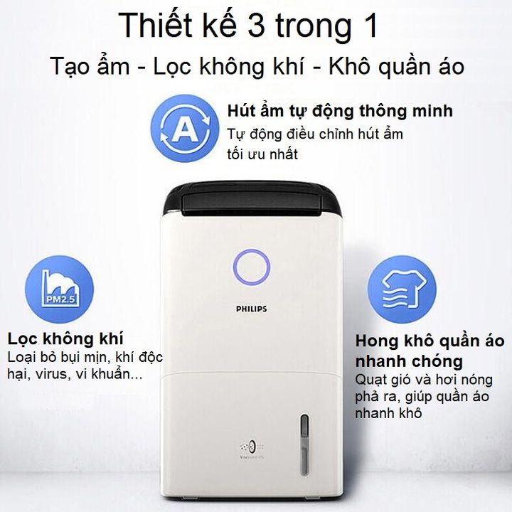 Máy hút ẩm kiêm lọc không khí cao cấp Philips DE5205/00 - Hàng chính hãng