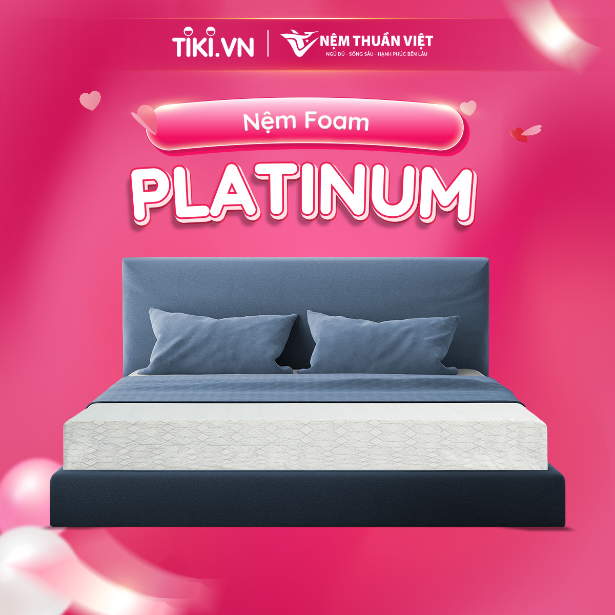 Nệ̣m Foam Platinum Thuần Việt - Êm Ái, Thoáng Mát Tối Ưu - Bảo Hành 12 Năm