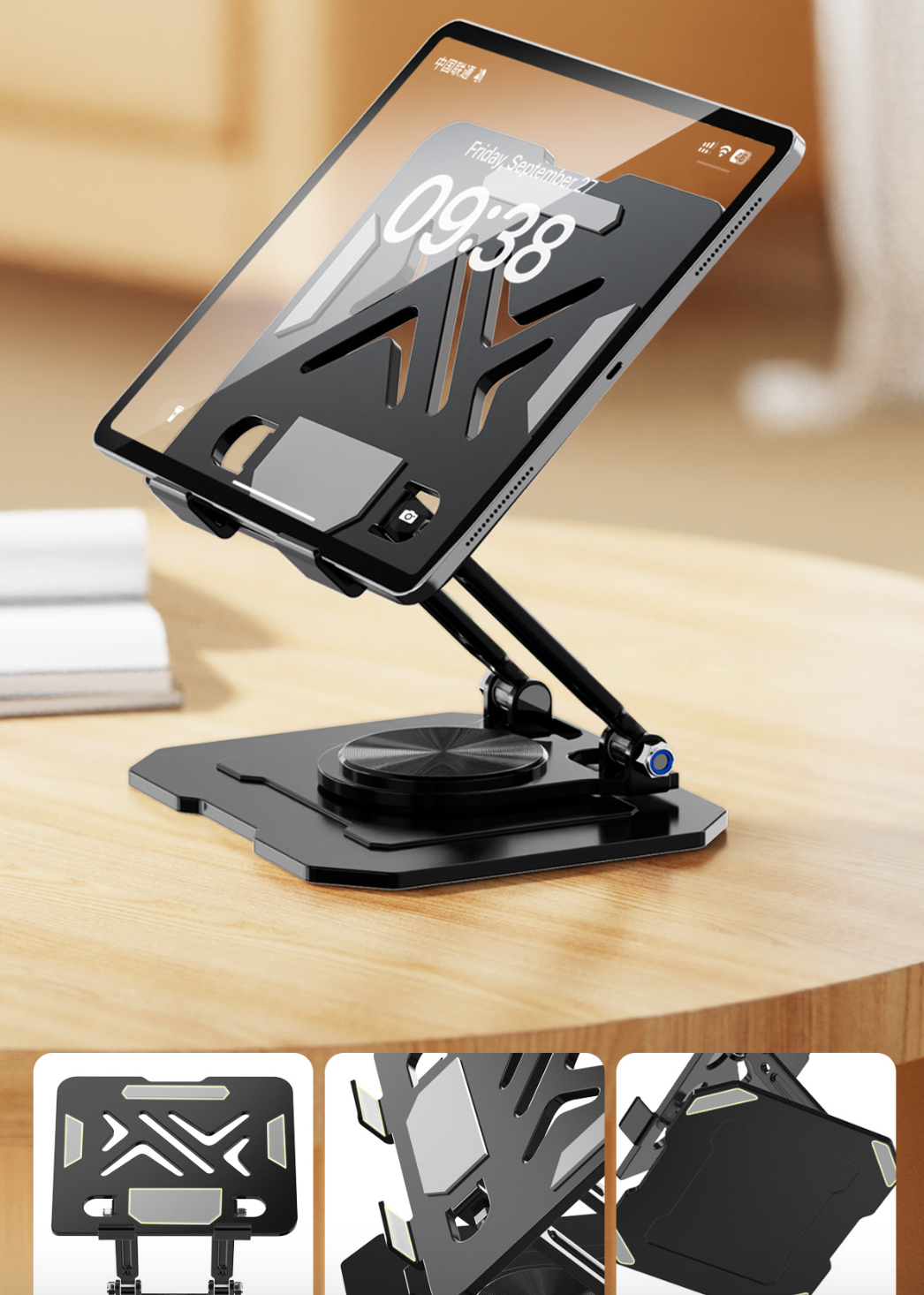 Kệ đỡ giá đỡ đế tản nhiệt cho laptop máy tính bảng hợp kim nhôm gấp gọn xoay 360 độ nhiều nấc độ cao K31- Hàng chính hãng