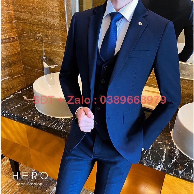 Bộ vest nam cao cấp 2 cúc màu tím than, Bộ suit nam thanh niên 2 cúc