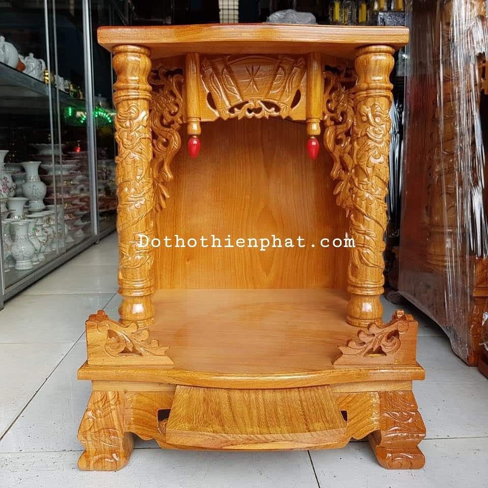 COMBO Bộ bàn thờ thần tài ông địa gỗ gõ đỏ ngang 50 cm