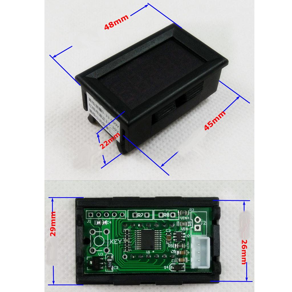 2PCS - DC 3.5-30V 3 Wire LED Digital Display Voltmeter Volt Meter Panel Green Words