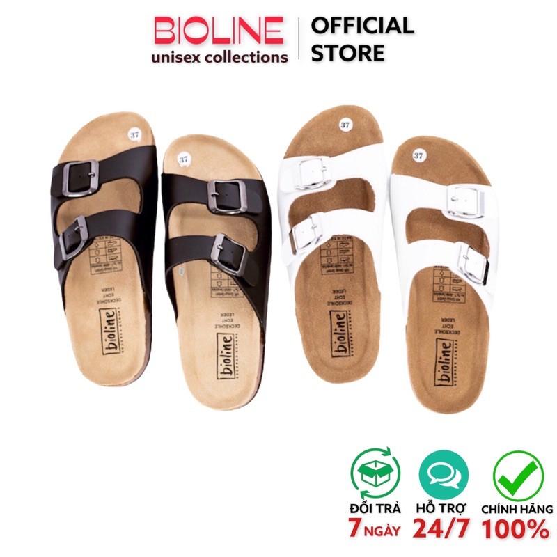 Dép đế trấu quai ngang Bioline đế bằng da pu chống nước PU01 - Bioline Official