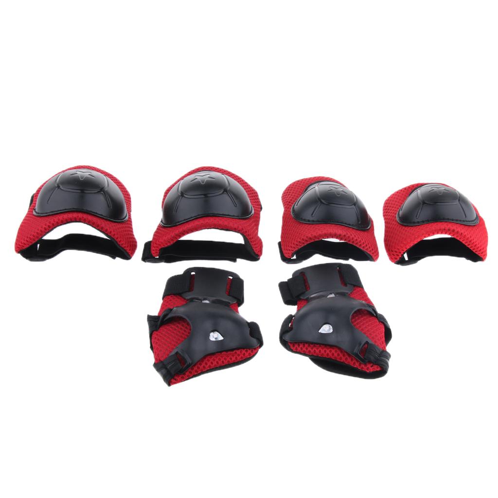 6Pcs Kids Elbow Knee Wrist Protective Pads for Skateboard Skating red