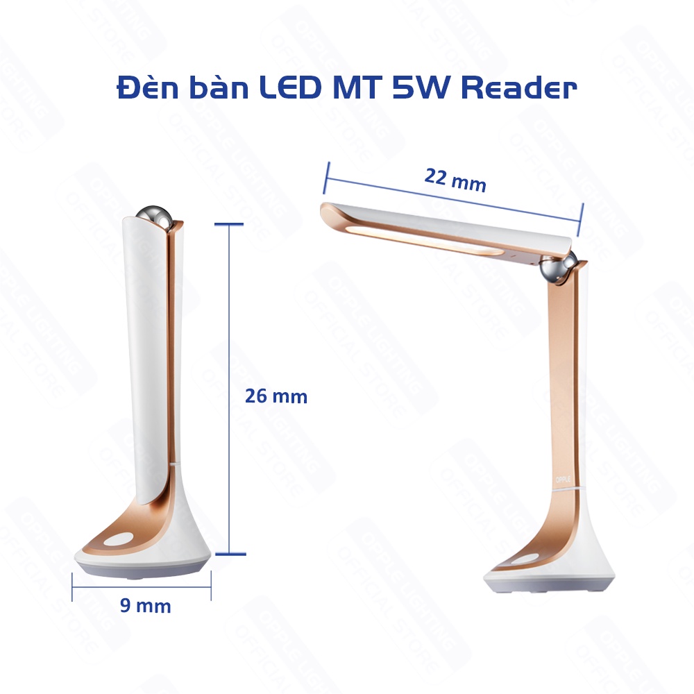 Đèn bàn OPPLE LED MT 5W 4000K Reader - Kiểu Dáng Hiện Đại, 3 Mức Độ Sáng, Nút Bấm Cảm Ứng