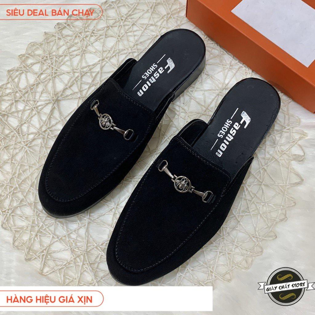 Giày sục nam Vải Nỉ xích ngang Ong - Sục nam sang chảnh mẫu mới 2020 VN02