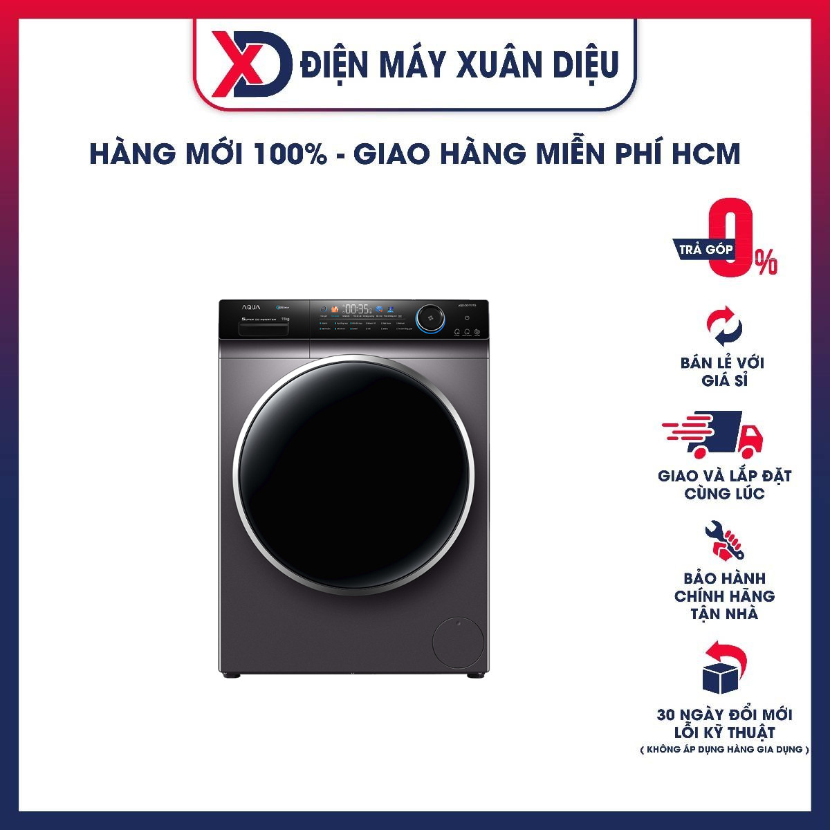 Máy giặt Aqua Inverter 11 kg AQD-DD1101G.PS - Hàng Chính Hãng - Chỉ Giao Hồ Chí Minh