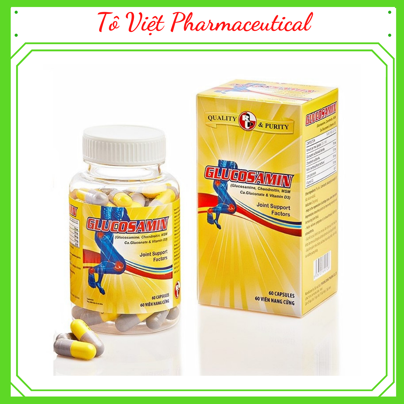 TPCN- Robinson Pharma USA- Glucosamin- Viên uống hỗ trợ xương khớp- chai 60 viên