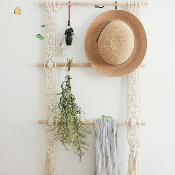 Dây treo trang trí giá treo khăn mũ macramé