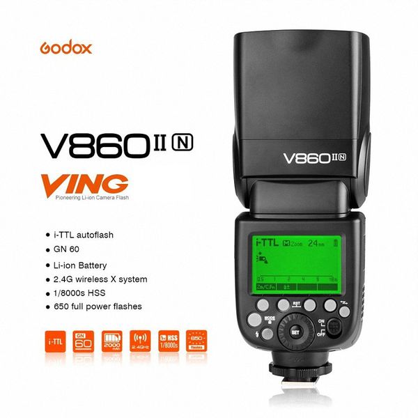 Đèn Godox V860II-C 2.4G GN60 TTL HSS 1/8000s Li-on Battery for Canon Camera - Hàng nhập khẩu