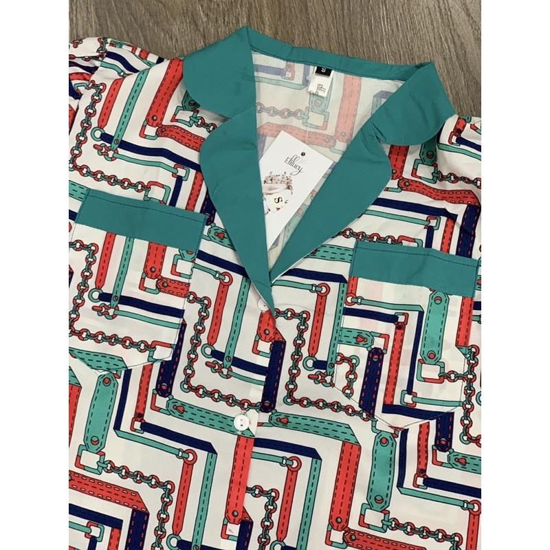 Bộ PIJAMA lụa hàng thiết kế chuẩn đẹp, bộ cộc tay đủ size từ 40-65kg