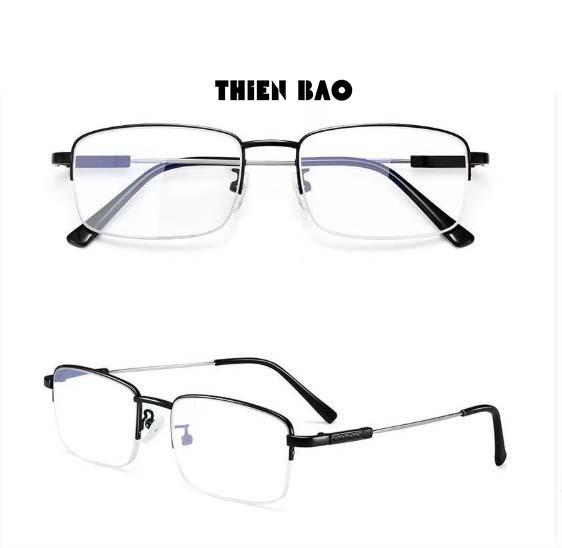 Kính lão thị, kính viễn thị Nam nữ KVM367 hàng đẹp xẻ cước chống as xanh  chuẩn độ Gọng TITANIUM càng dẻo