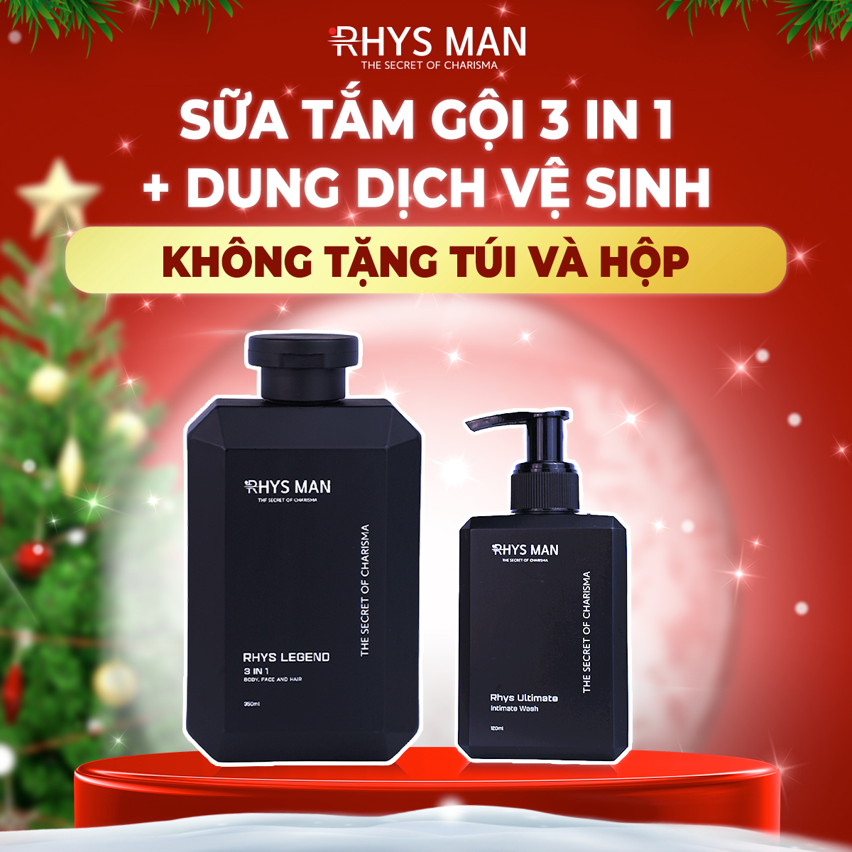 2 Chai - Sữa tắm gội nam 3in1 Legend 350ml & Dung dịch vệ sinh nam bạc hà Rhys Ultimate 120ml RHYSMAN - Hàng chính hãng