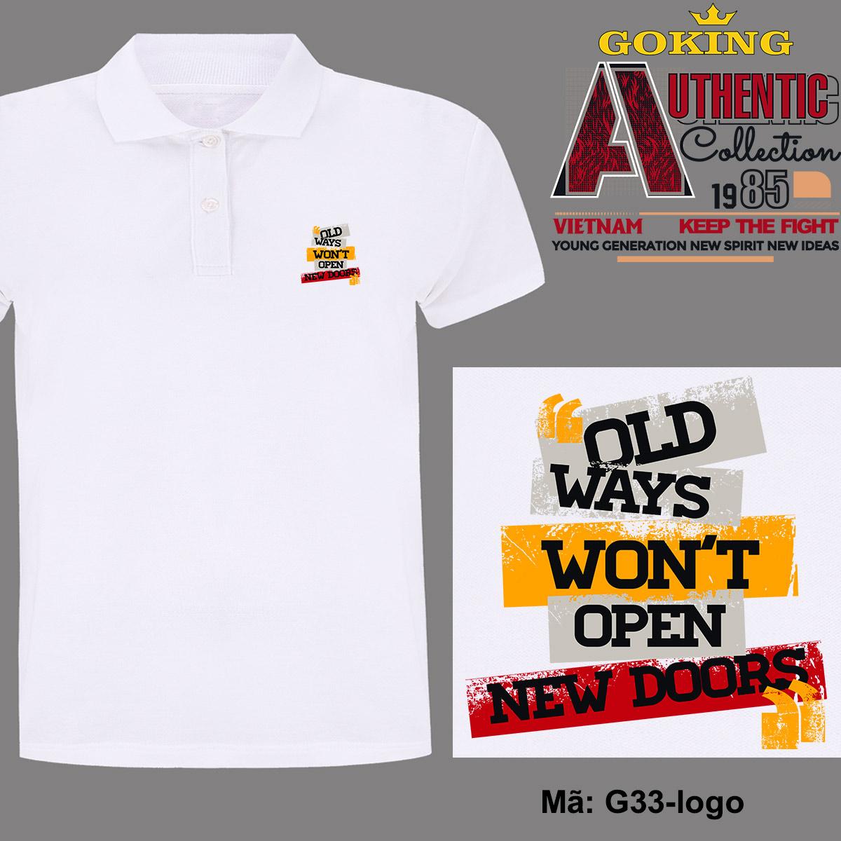 New Doors, Mã Logo.g33. Áo Thun Polo Cổ Trụ Cho Nam Nữ, Form Unisex. Áo Phông Hàng Hiệu Goking, Quà Tặng Cao Cấp Cho Gia Đình, Cặp Đôi, Doanh Nghiệp - Trắng - L Khoảng 60 - 68Kg