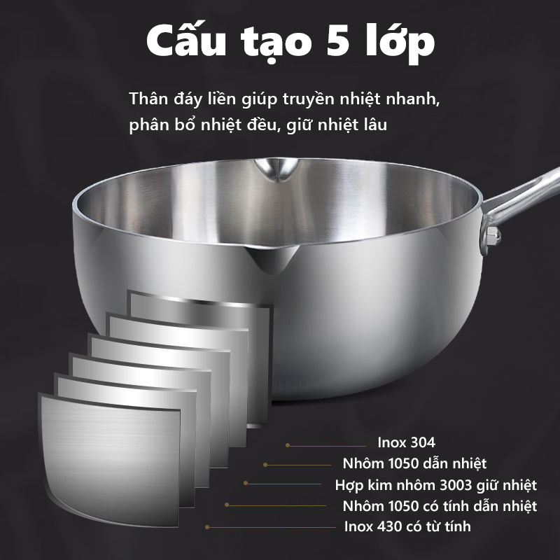 Chảo nguyên khối inox sâu lòng Seka dùng cho mọi loại bếp, tặng kèm vỉ gác chảo róc dầu, bảo hành 1 năm - Hàng chính hãng