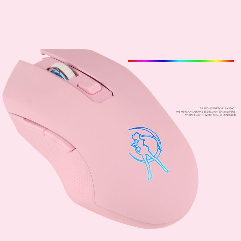 Hồng Im Lặng Quang Game Chuột 1600DPI 2.4G Chuột USB Không Dây Cho Máy Tính Laptop