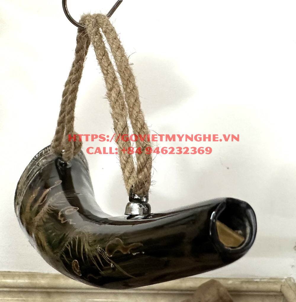 Kèn tù và sừng trâu tự nhiên - điêu khắc hình chim Phụng - Lưỡi gà bằng đồng cho âm thanh to vang xa - Màu sắc sừng tự nhiên