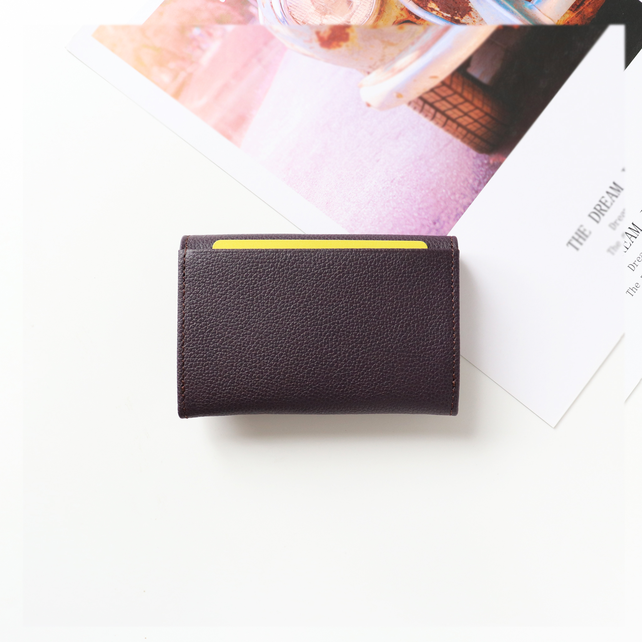 Ví card Sophia da bò thật Pink Ohara