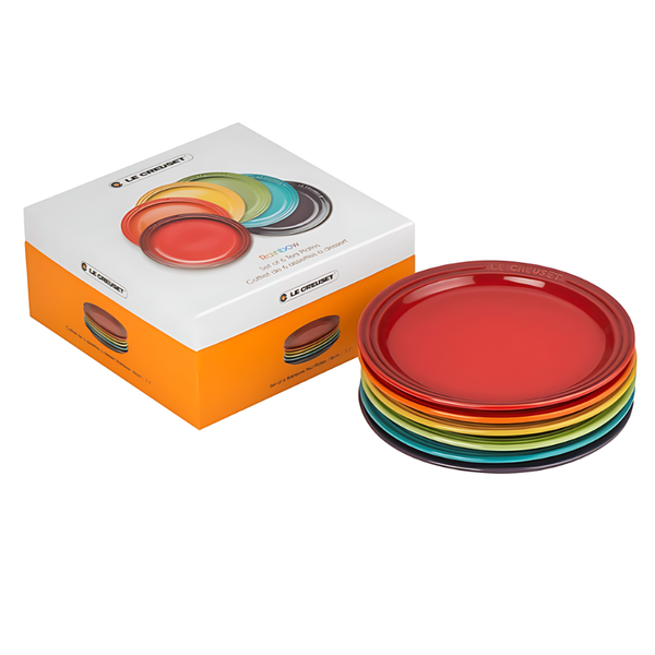 Set 6 đĩa ăn Lecreuset cầu vồng 22 cm hàng chính hãng