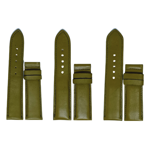 HJ8137-38-39 - Dây đồng hồ Huy Hoàng da bò size 22, 24, 26 màu rêu, xám, xanh da