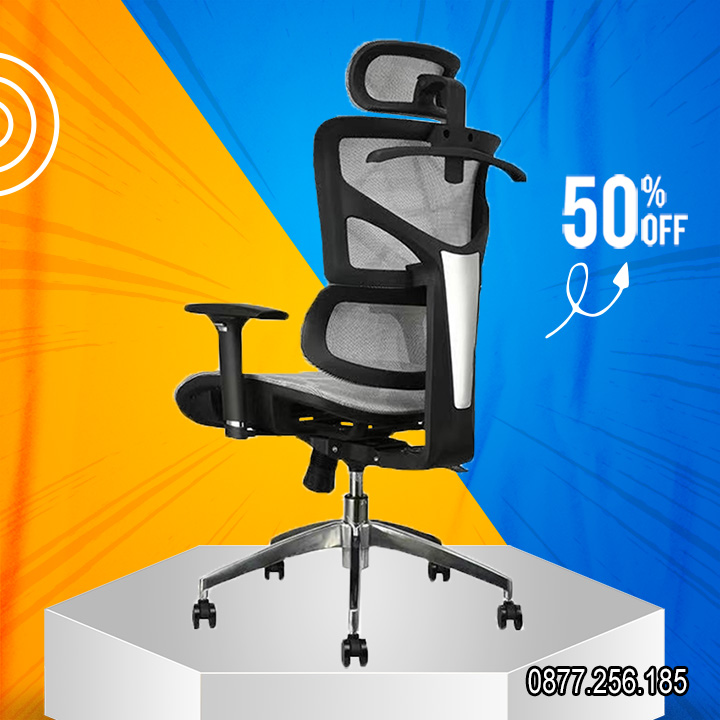 Ghế Công Thái Học Ergonomic Cao Cấp M084 Cho Văn Phòng, Bọc Full Lưới Có Tựa Đầu Điều Chỉnh