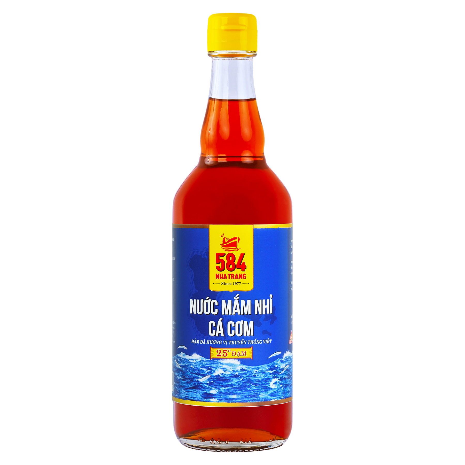 Nước mắm Nhỉ Cá cơm 584 Nha Trang - 25 độ đạm - Chai Thủy Tinh 510ml