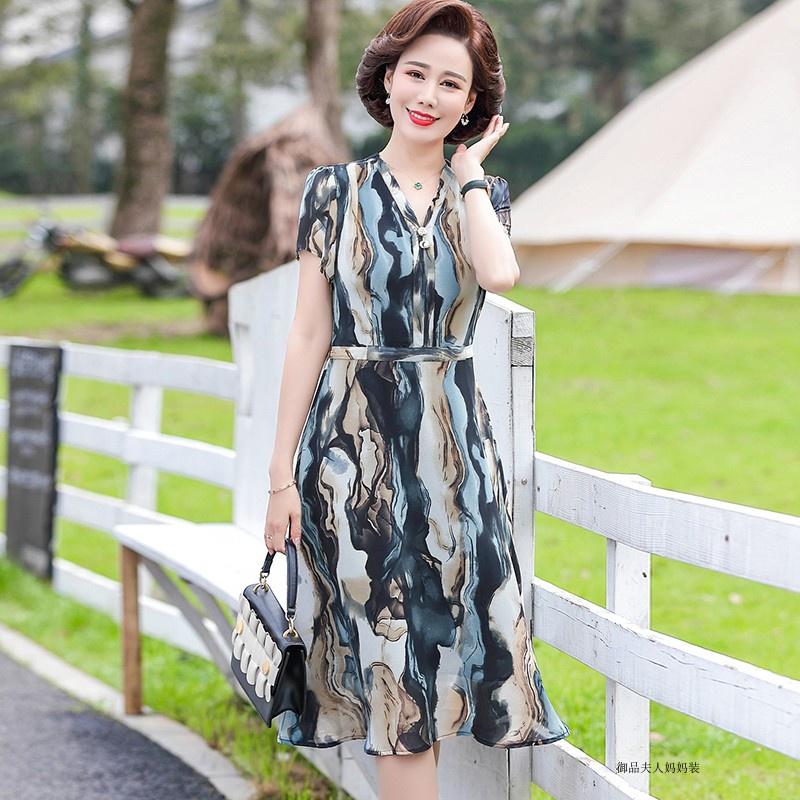 Đầm Voan Hoa Trung Niên Quý Phái VH86 - Hàng Quảng Châu Cao Cấp