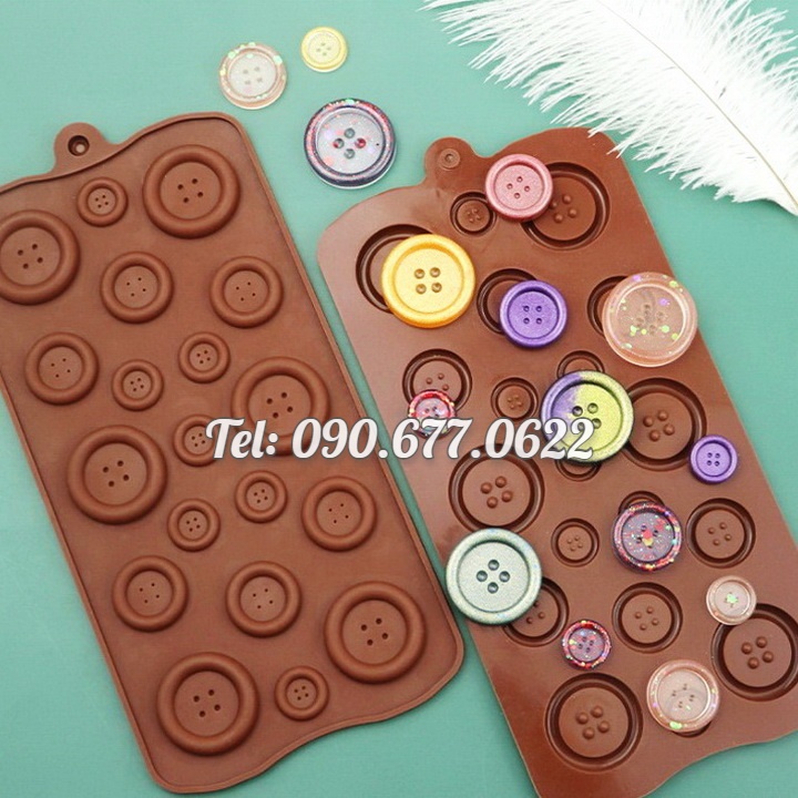 Khuôn silicone làm rau câu, socola, kẹo dẻo hình nút áo – Mã số 1114
