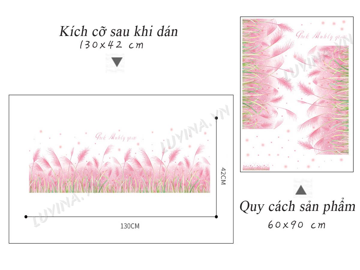Decal dán chân tường Cỏ lau hồng - HP559