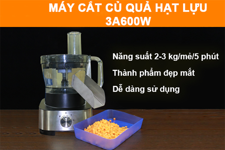 Máy thái rau củ quả đa năng 3A600W - Cắt hạt lựu, sợi, lát, băm nhỏ - Hàng Chính Hãng