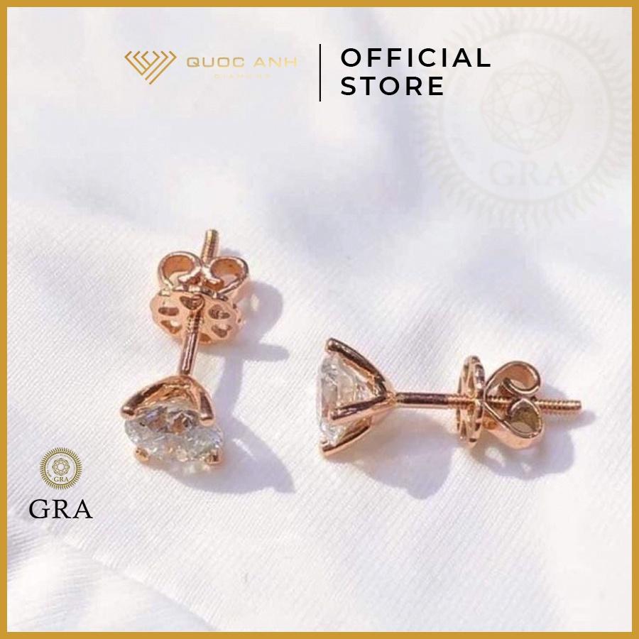 Bông tai nụ 4 chấu, chủ 4.5 Kim cương nhân tạo Moissanite, vàng 14k