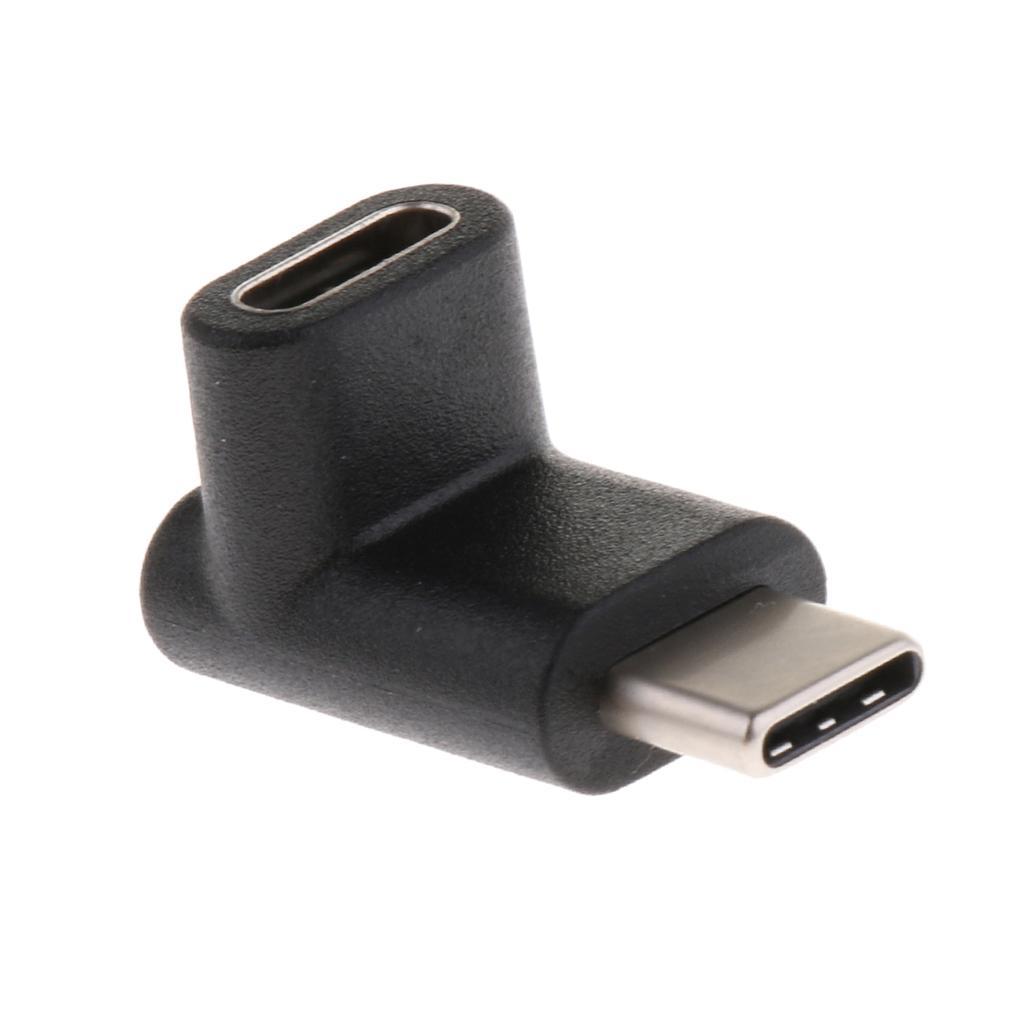 2Pcs USB 3.1 90Degree Type C Right Angle Adapter Male to Female Plug