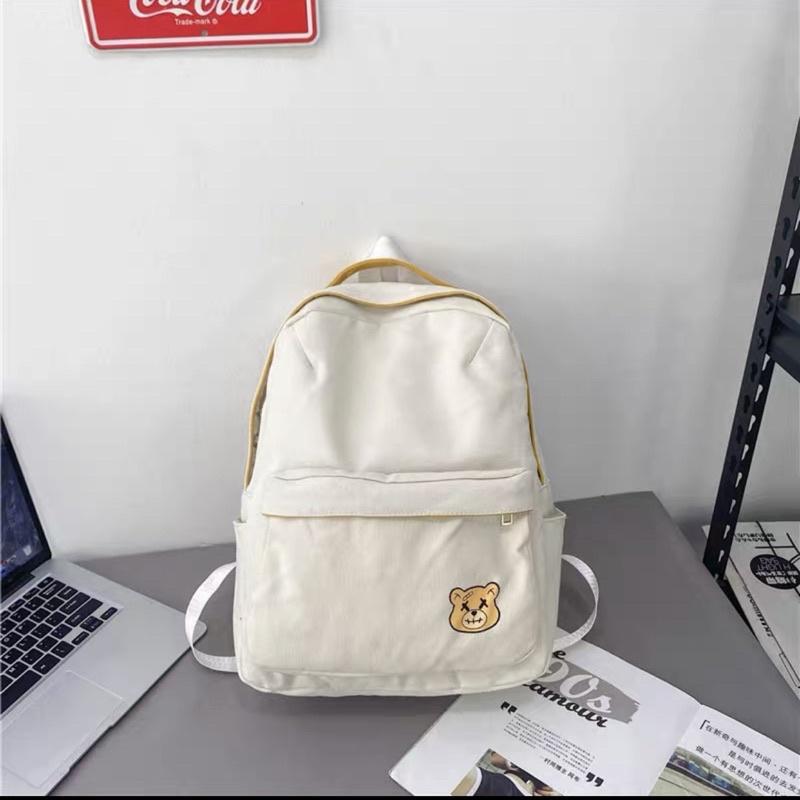 COMBO BALO CANVAS BEAR + SỔ NOTE, KẸP GỖ, PIN CÀI