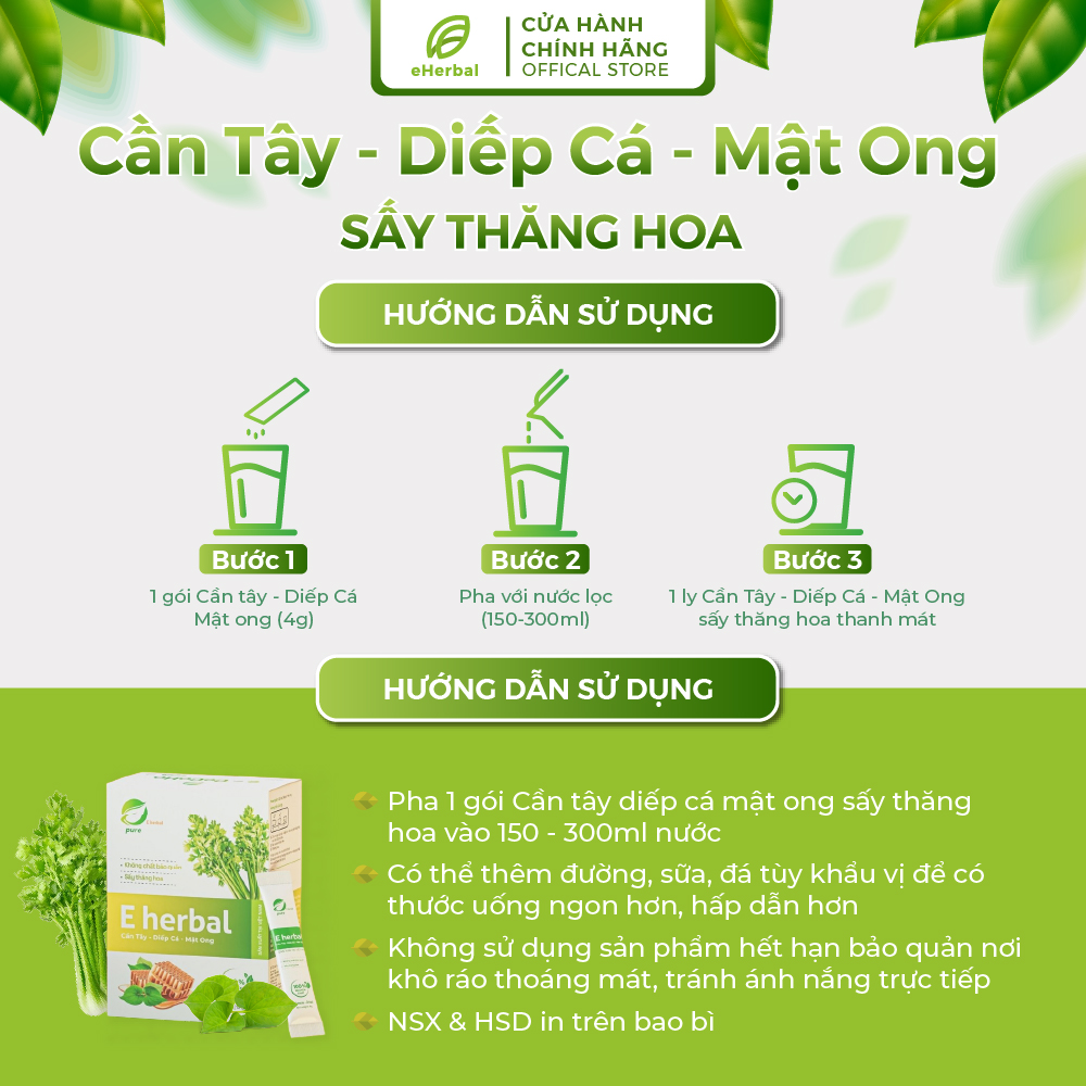 Bột Cần tây- Diếp cá- Mật ong sấy thăng hoa