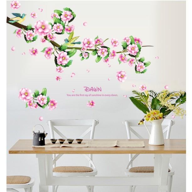 Decal trang trí Hoa Đào hồng xinh đẹp