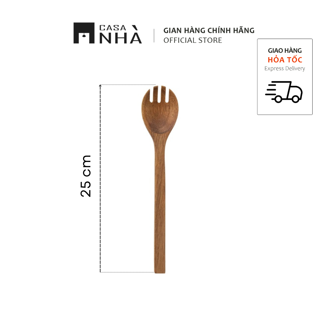 Bộ thìa nĩa trộn salad bằng gỗ keo 30cm x 6,5cm - BOM