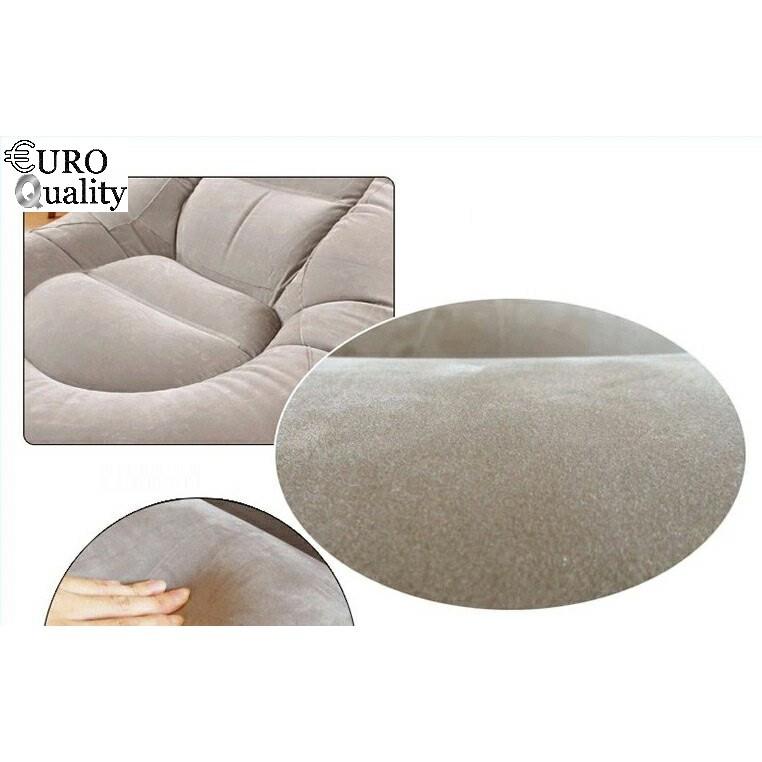 Ghế hơi tựa lưng kèm bơm điện 220V, ghế bọc nhung Lazy Sofa, có đôn gác chân