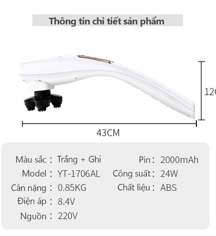 Máy Masgae Đấm Lưng Cầm Tay Sạc Pin Không Dây Phiên Bản Mới 2020 Giảm Đau Mỏi Toàn Thân Cho Dân Văn Phòng, Gymer, Người Già, Người Lao Động Nặng